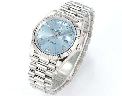 PPM Factory Rolex DD 2836/3255 Movement SS President Band Ice Blue Face Roman Numerals Watch